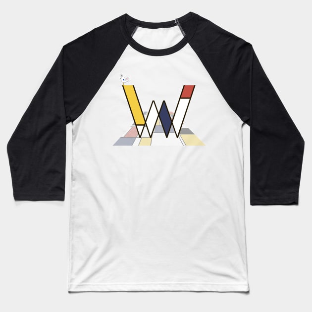 Abstract Art Monogram - Artsy Letter "W" Baseball T-Shirt by funfun